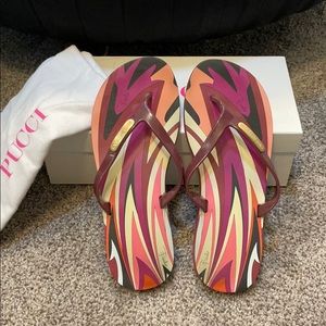 Authentic Emilio Pucci Flip Flops 37 Burgandy